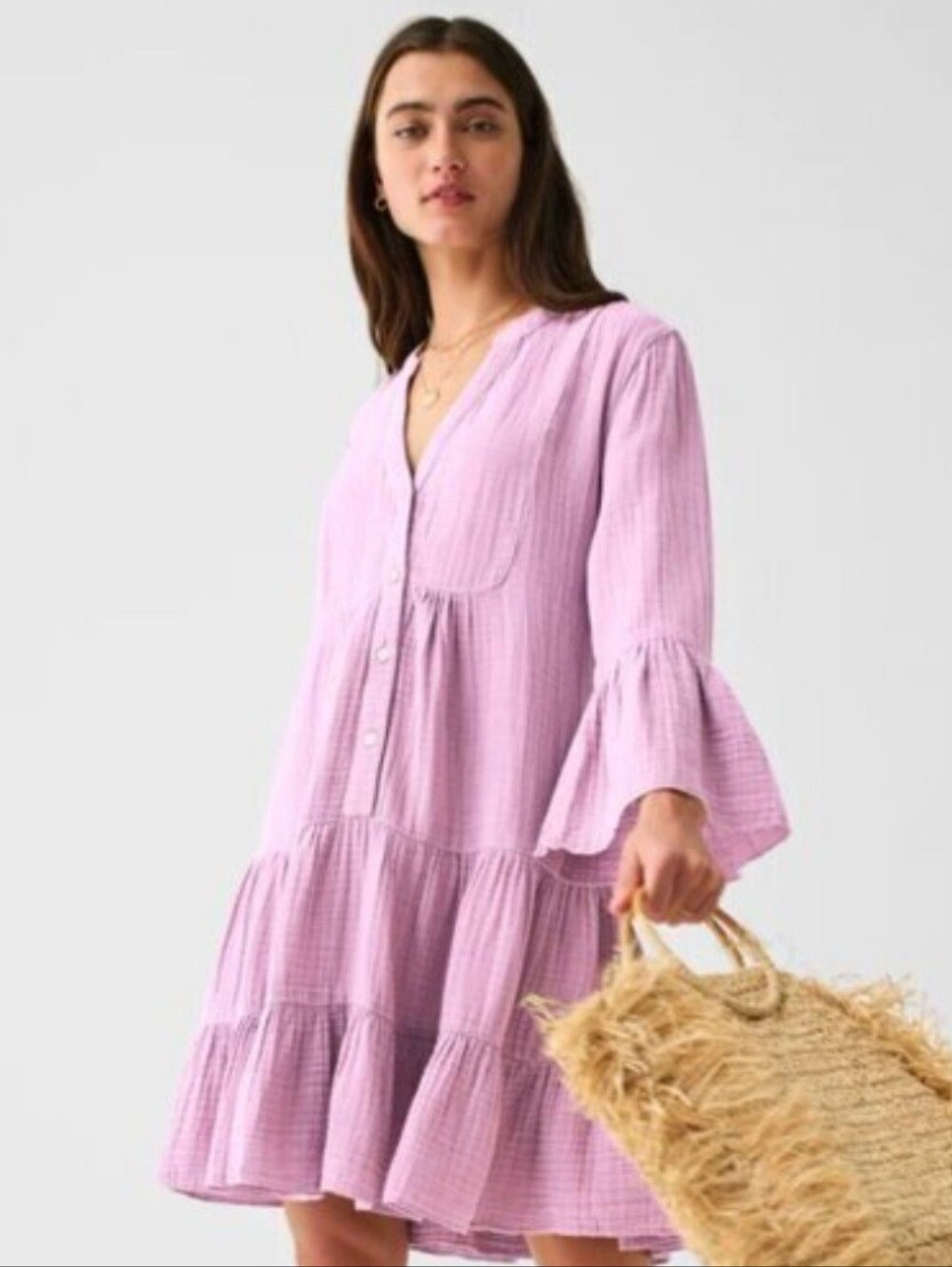 Faherty Kasey Lavender 100% Organic Cotton Dress